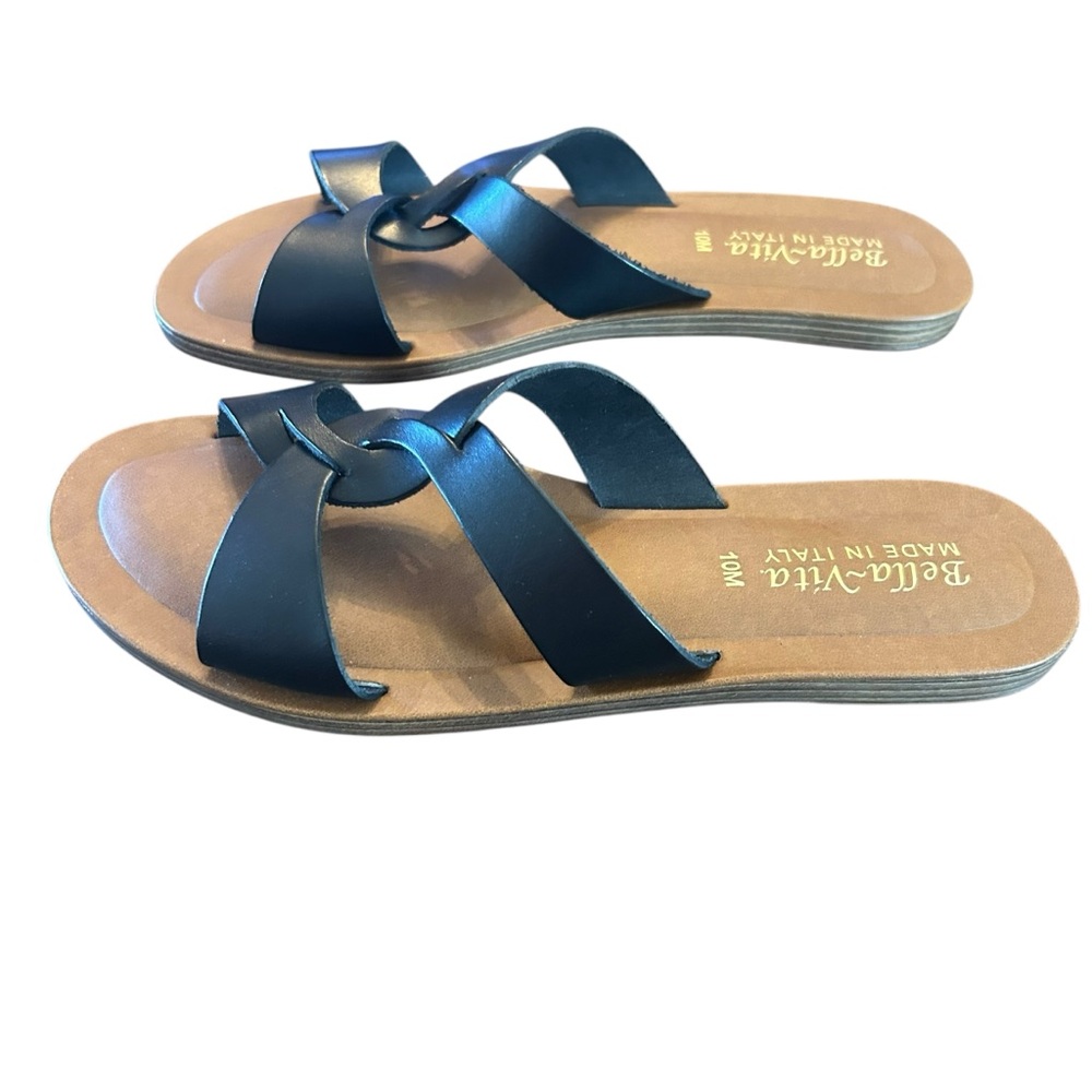 Bella Vita Dov-Italy Slide Sandal Black Leather Minimalist Casual NEW Size 10 - Picture 6 of 10